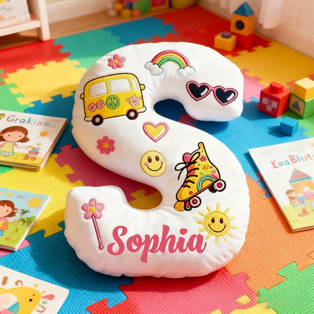 Personalized Colorful 26 Letters Cute Graphic 3D Print Pillow Beautiful Hippie Letter Custom Hippie Pillow