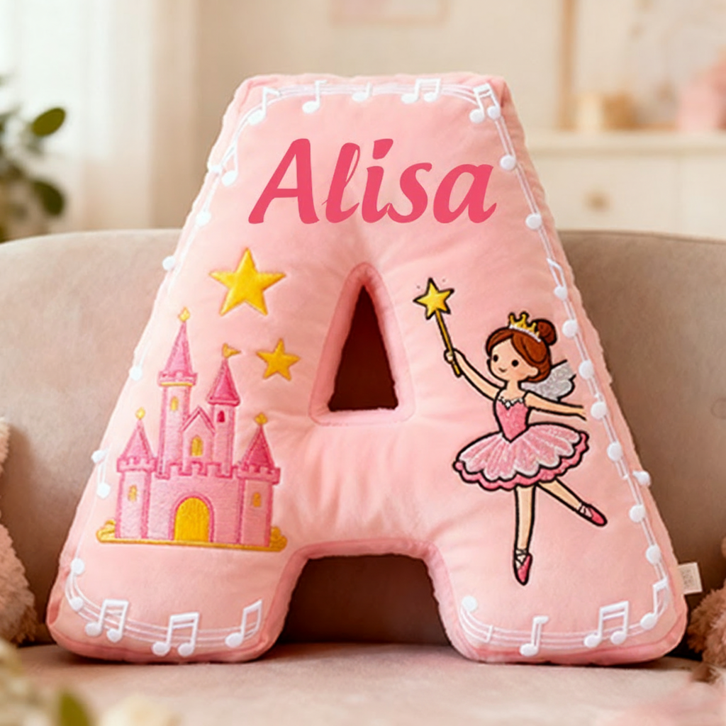 Personalized Colorful 26 Letter Castle Pattern Cute Graphic 3D Print Pillow Cute Magic Beautiful Letter Custom Pillow Gift for Kids