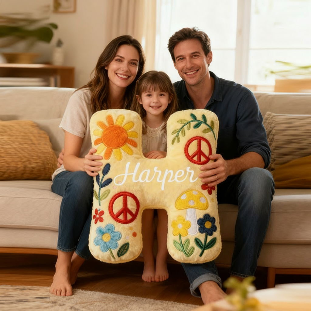 Personalized Colorful 26 Letters Cute Graphic 3D Print Pillow Beautiful Hippie Letter Custom Hippie Pillow for Kids