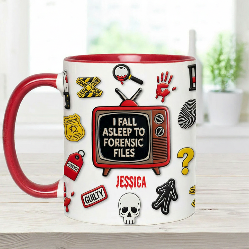 Personalized 3D Effect I Fall Asleep Crime Watching Mug TV Show Mug Movie Lover Gift for Friend Birthday Gift