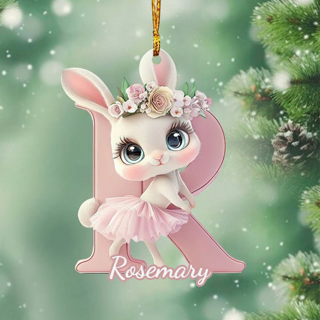 Personalized Ballet Bunny Alphabet Christmas Acrylic Ornament Dance Lovers Christmas Gift Dancer Xmas Gift Christmas Decor