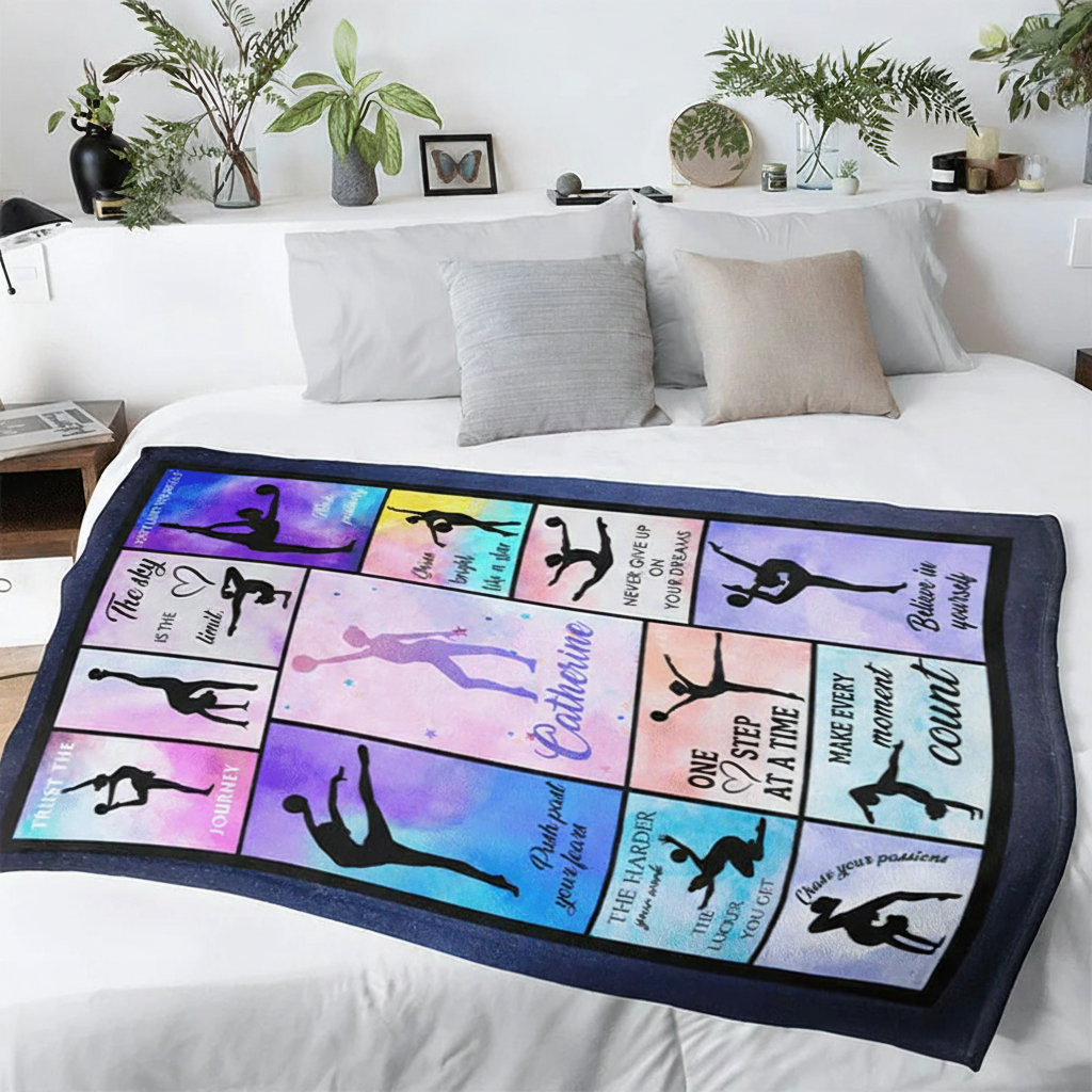 Personalized Gymnastics Blanket Flannel Blanket Ballet Lover Blanket with Name for Dance Lovers Dancer