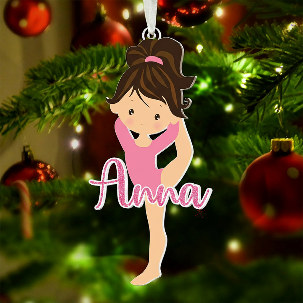 Personalized Cute Cartoon Gymnastic Girl Christmas Acrylic Ornament Dance Lovers Christmas Gift Dancer Xmas Gift Christmas Decor