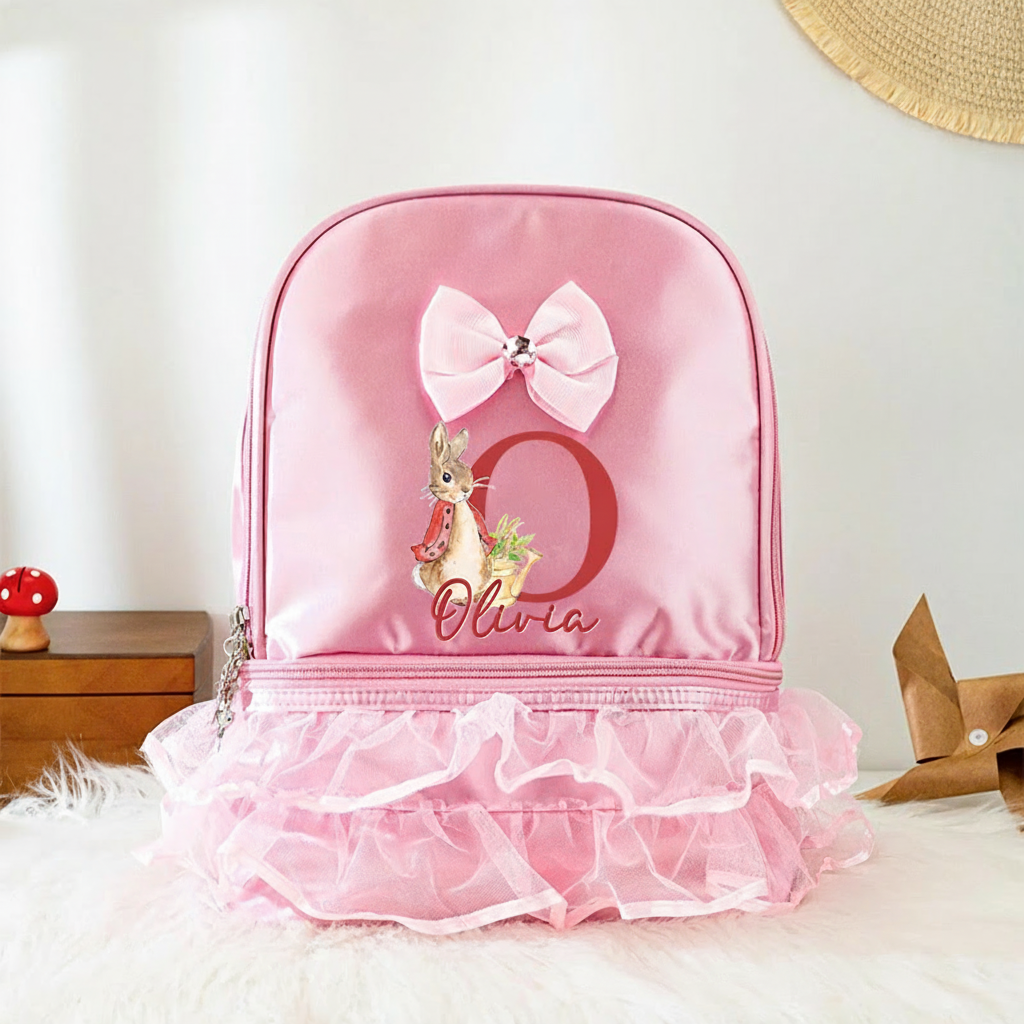 Personalized Cartoon Bunny Dance Bag for Girls Cute Backpack Pink Ballet Dance Bag Gymnastic Cheer Girls Christmas Gifts Back To School Gifts
