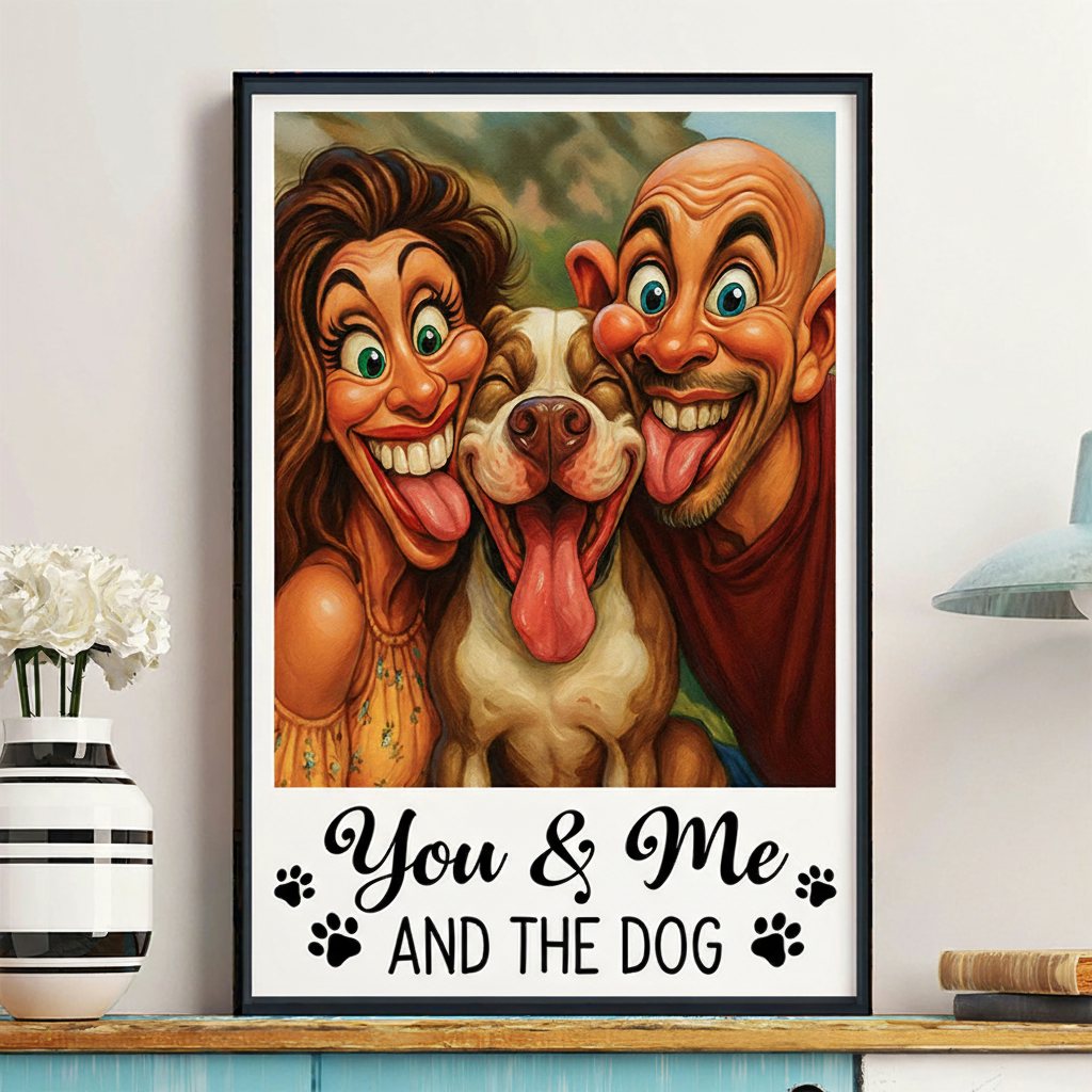 Personalized Caricature Pet Wall Art For Dog and Cat Lovers Poster Without Frame Custom Cartoon Art Lover Gift Custom Portrait