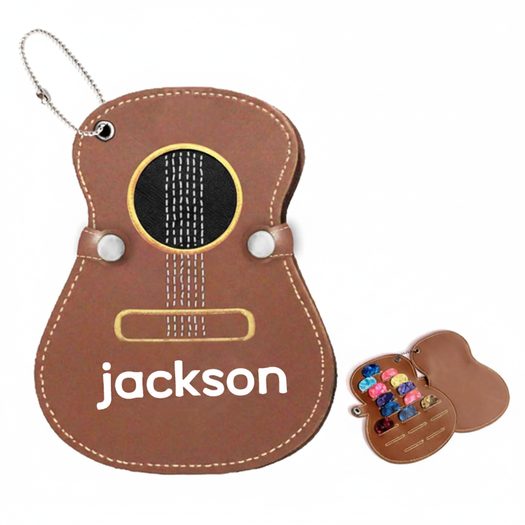 Personalized Your Handwriting Guitar Shaped Sleeve Custom Guitar Pick Holder Gift for Guitarist Guitar Pick Case