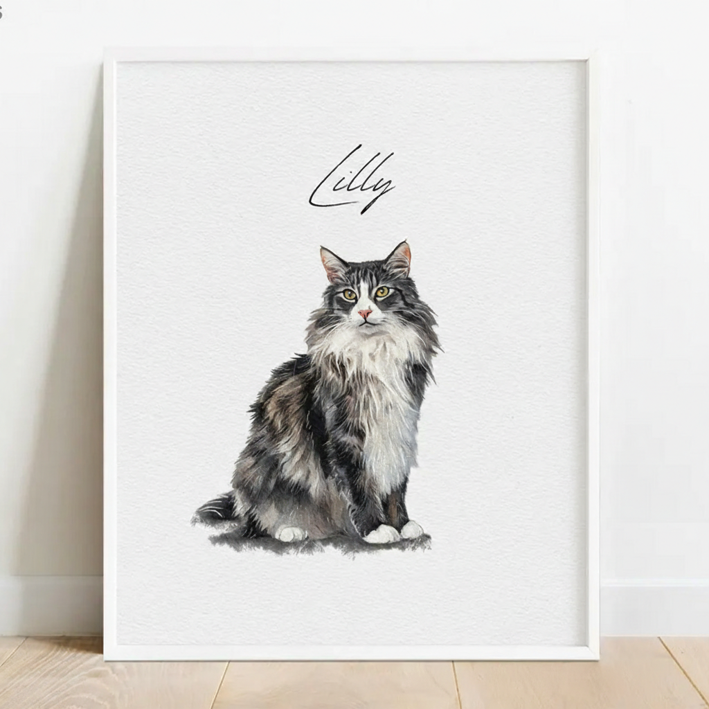 Personalized Watercolor Style Wall Art For Dog and Cat Lovers Poster Without Frame Custom Art Lover Gift Custom Pet Portrait