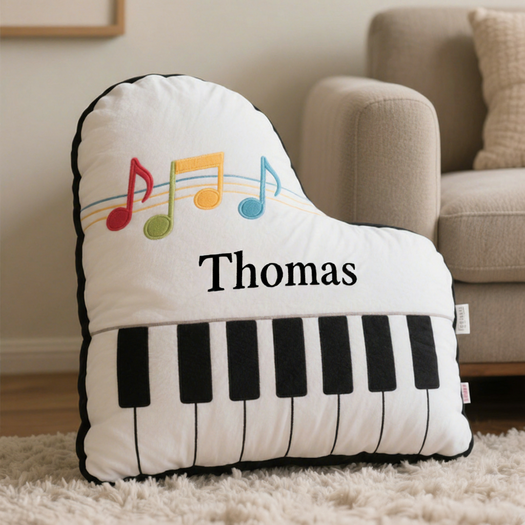 Personalized Graphic 3D Print Piano Pillow With Your Own Name Soft Stuffed Toy for Kids Music Lovers Unique Decorative Cushion for Kids' Room and Music Room