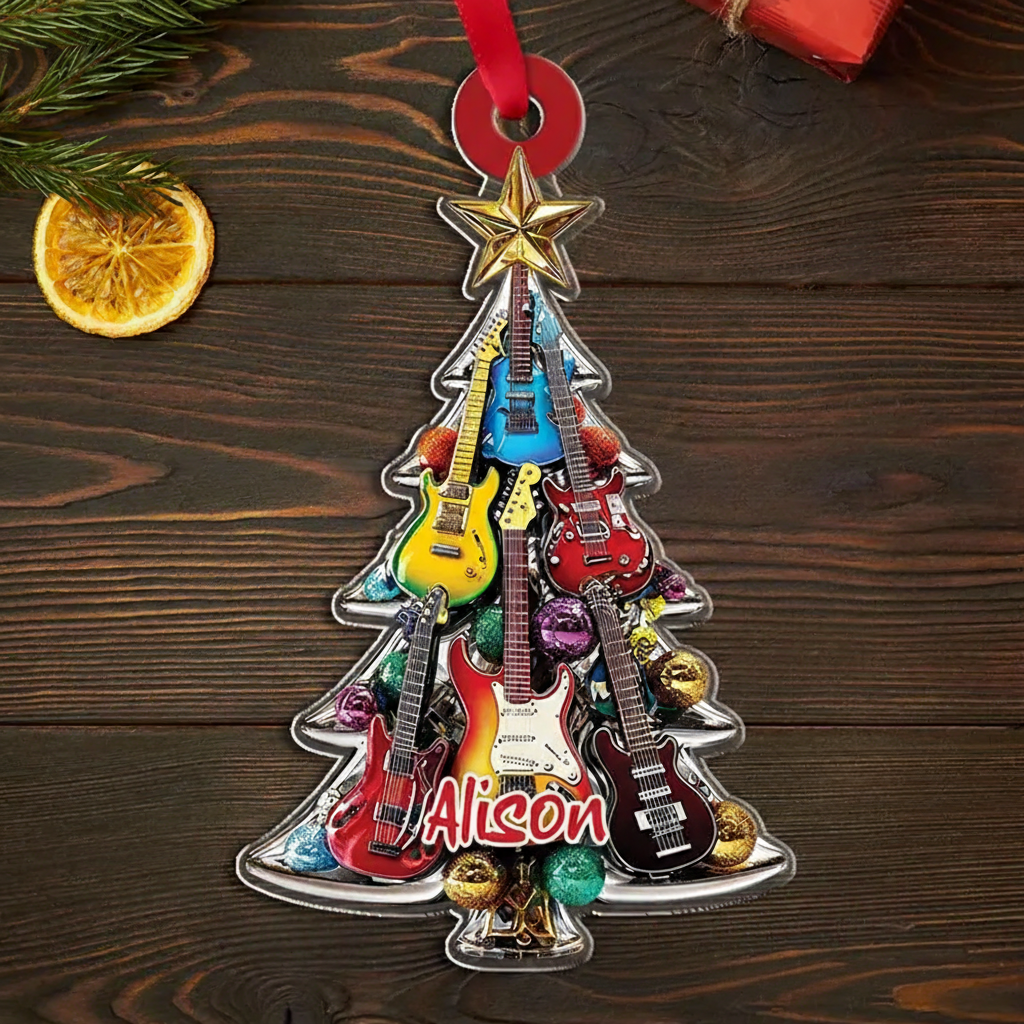 Personalized Electric Guitar Christmas Ornament Electric Guitarist Guitar Lover Gifts Guitar Ornament
