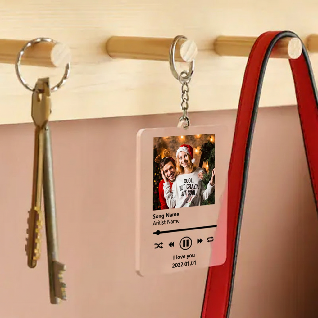 Personalized Keychain for Music Lovers and Personalized Acrylic Keychain Custom the Song and Photo and Album Cover