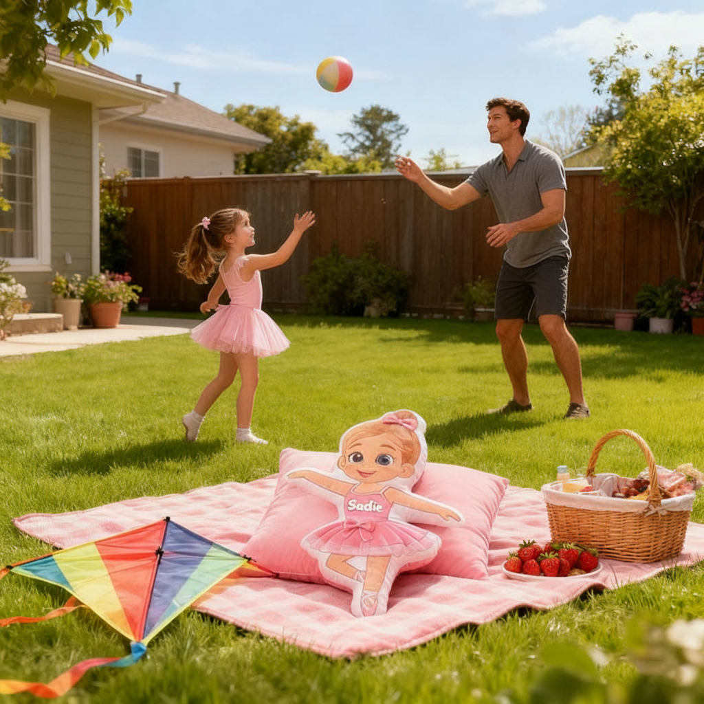 Personalized Ballet Dancers Pillow with Your Name Soft Stuffed Toy for Kids Unique Decorative Cushion for Girls' Room and Dance Studio