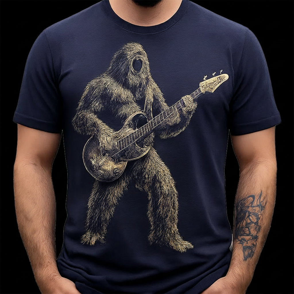 Personalized Classic T-Shirts Rock Big Foot Guitarist T-Shirt Vintage Music Graphic Tee for Music Lovers