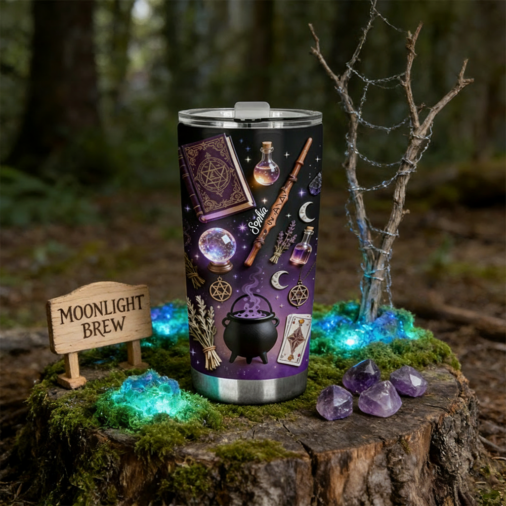 Personalized 2D Flat Mystical Potion 20oz Tumbler Custom Magic Witch Themed Tumbler for Magic Lovers