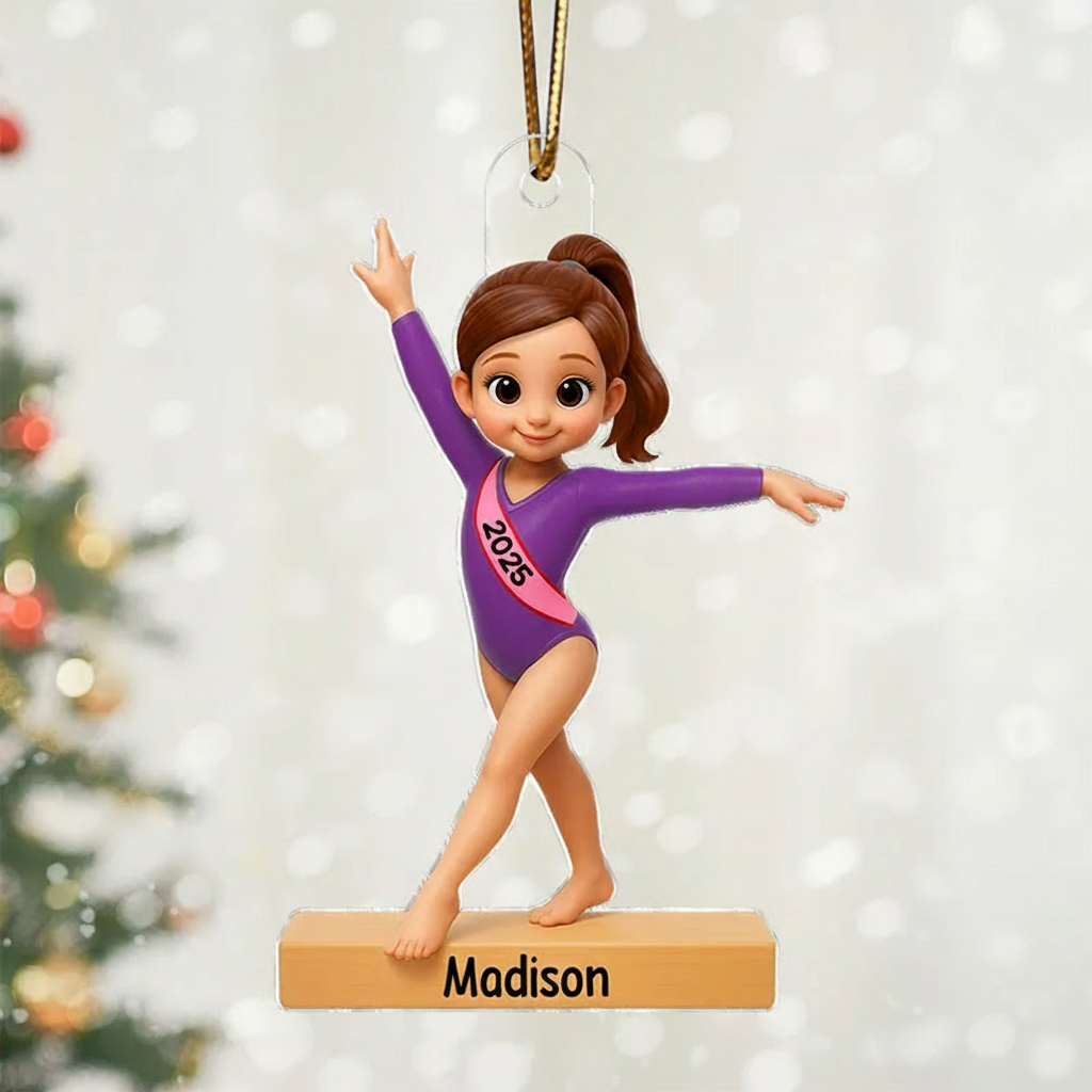 Personalized 3D Effect Gymnastic Girl Christmas Acrylic Ornament Dance Lovers Christmas Gift Dancer Xmas Gift Christmas Decor