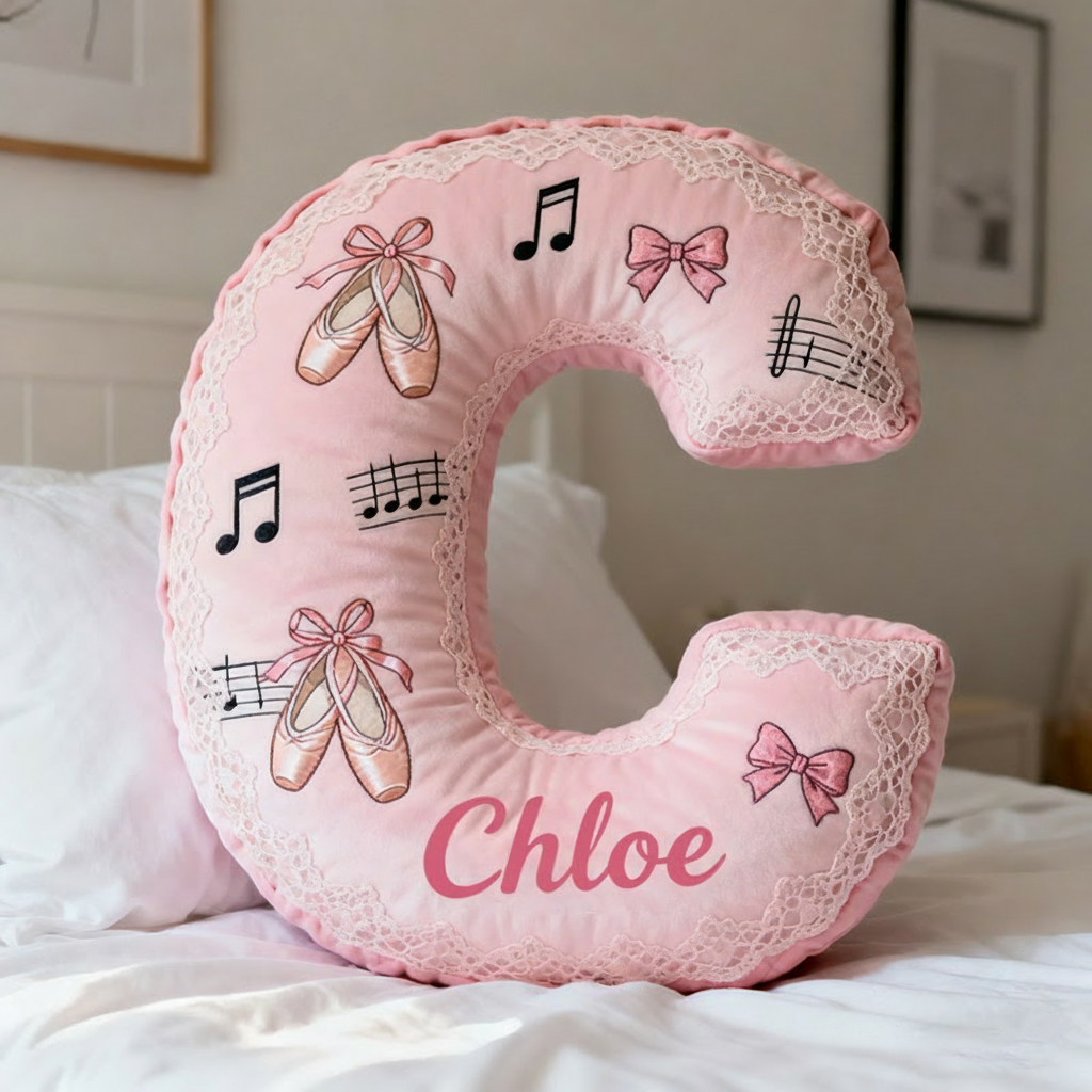 Personalized Graphic 3D Print Ballet Dance Pillow With Your Own Name Soft Stuffed Toy for Kids Unique Decorative Cushion for Girls' Room