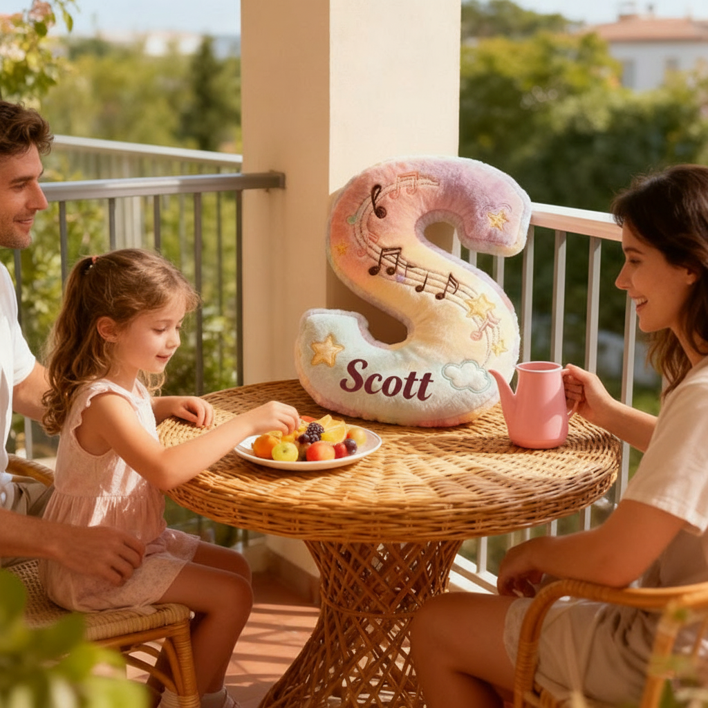 Personalized Graphic 3D Print Rainbow Notes Music Pillow with Your Own Name Soft Stuffed Toy for Kids Music Lovers Unique Decorative Cushion for Girls' Room and Music Room