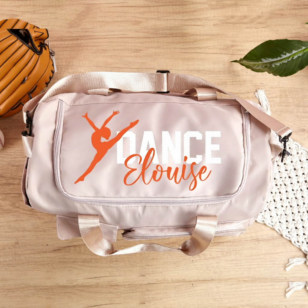 Personalized My Dancer Name Waterproof Large Travel Duffle Bag Dance Bag with Shoe Compartment and Shoulder Strap for Dance Lover