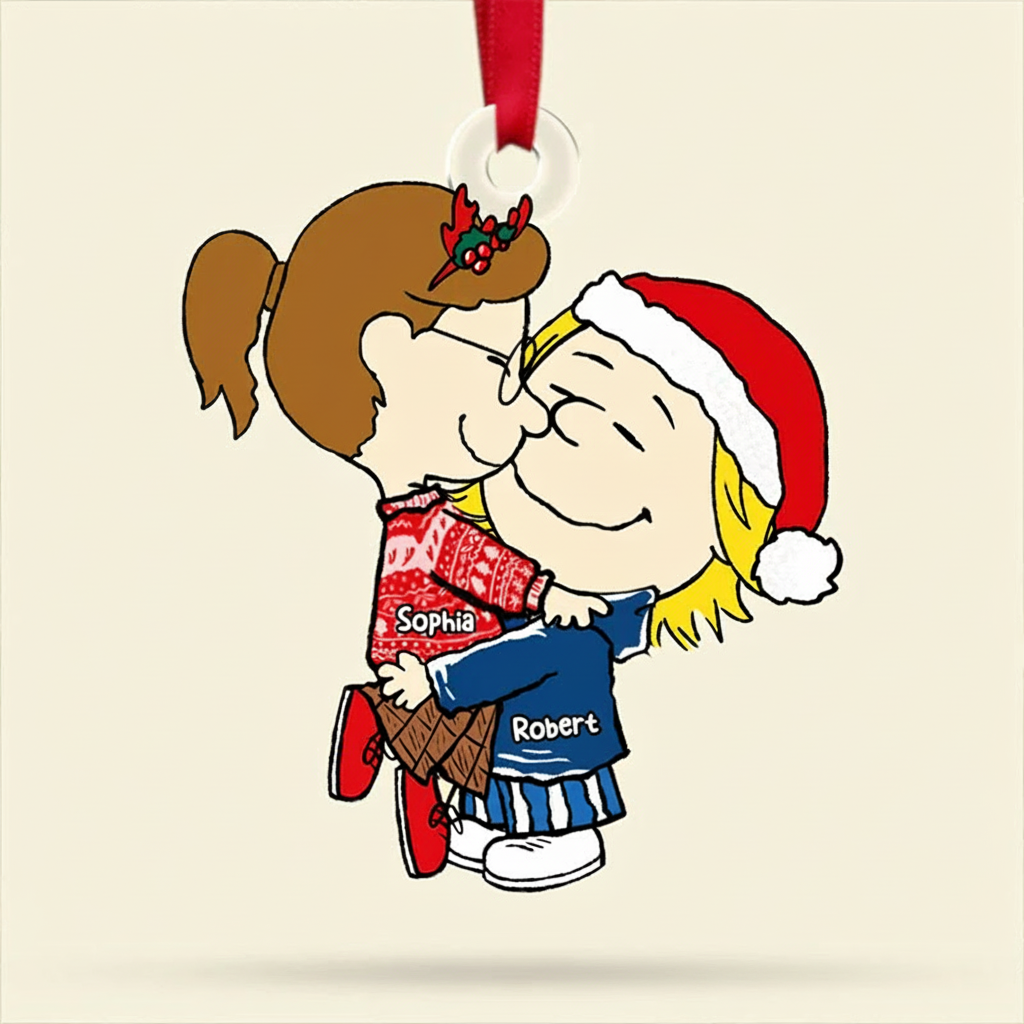 Personalized Snuggle Season Acrylic Ornament for Couple Cartoon Christmas Gift Film Xmas Gift Christmas Decor