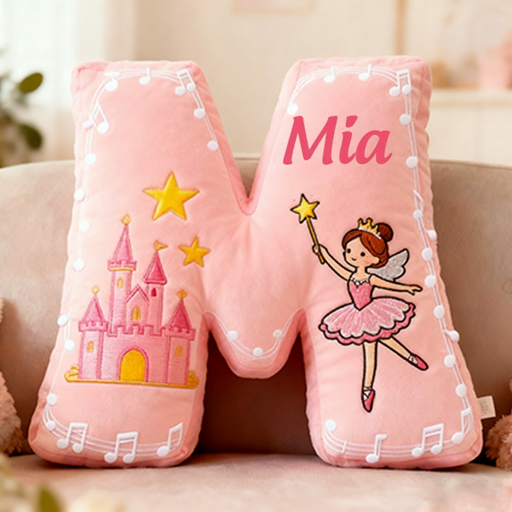 Personalized Colorful 26 Letter Castle Pattern Cute Graphic 3D Print Pillow Cute Magic Beautiful Letter Custom Pillow Gift for Kids