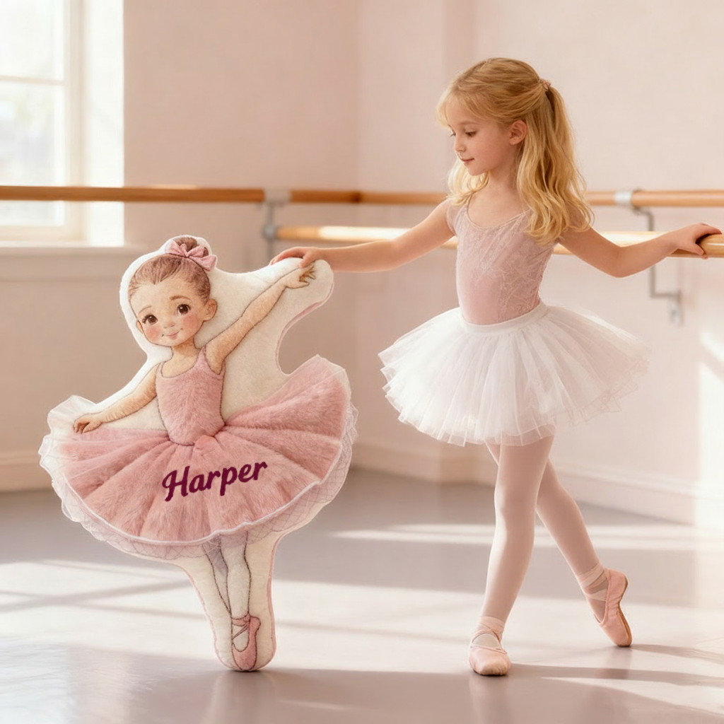 Personalized Ballet Girls Pillow with Your Name Soft Stuffed Toy for Kids Unique Decorative Cushion for Girls' Room
