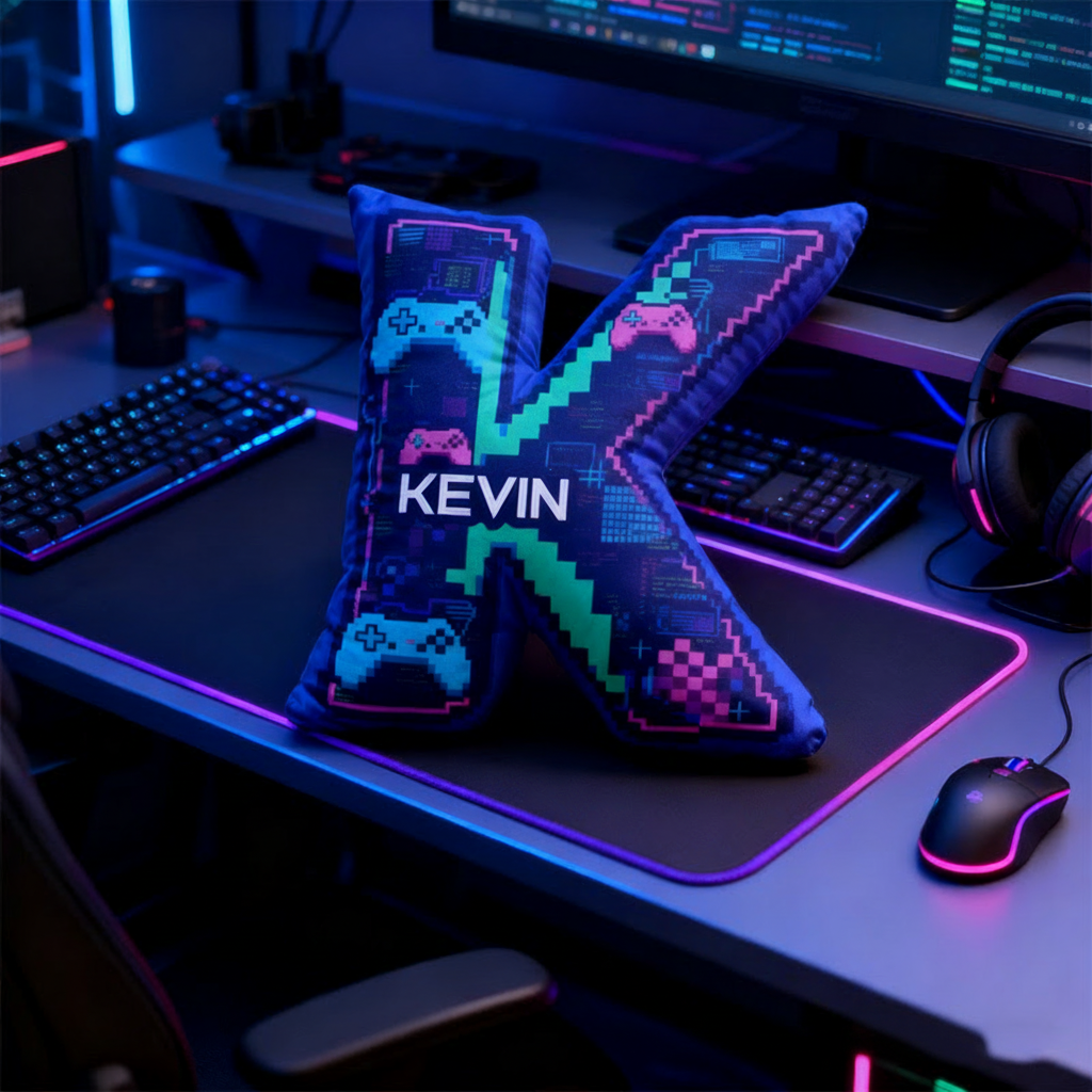 Personalized Graphic 3D Print Glitch Art Style Gamer Shaped Pillow for Game Lovers Plush Pillow Christmas Gift for Kids