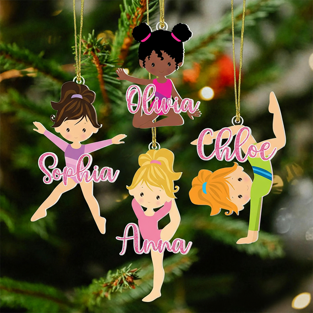 Personalized Cute Cartoon Gymnastic Girl Christmas Acrylic Ornament Dance Lovers Christmas Gift Dancer Xmas Gift Christmas Decor