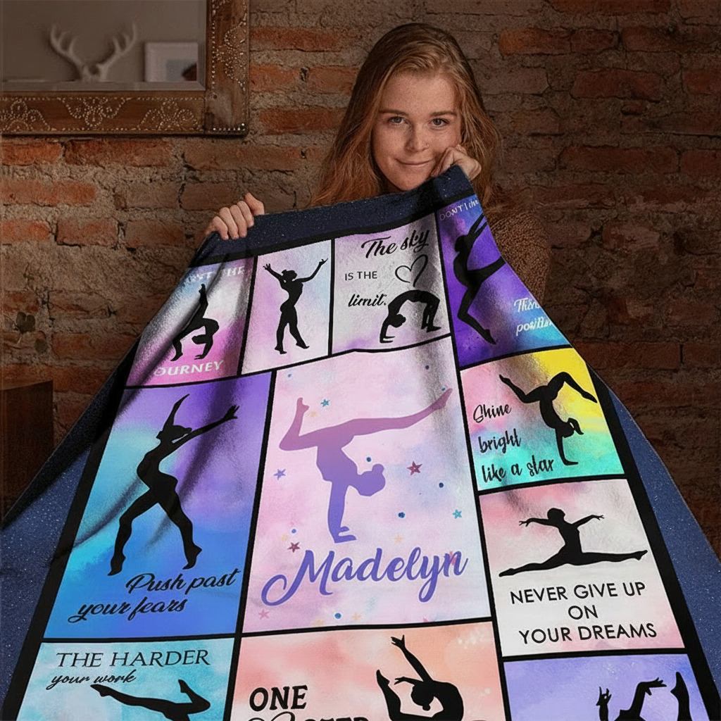 Personalized Gymnastics Blanket Flannel Blanket Ballet Lover Blanket with Name for Dance Lovers Dancer