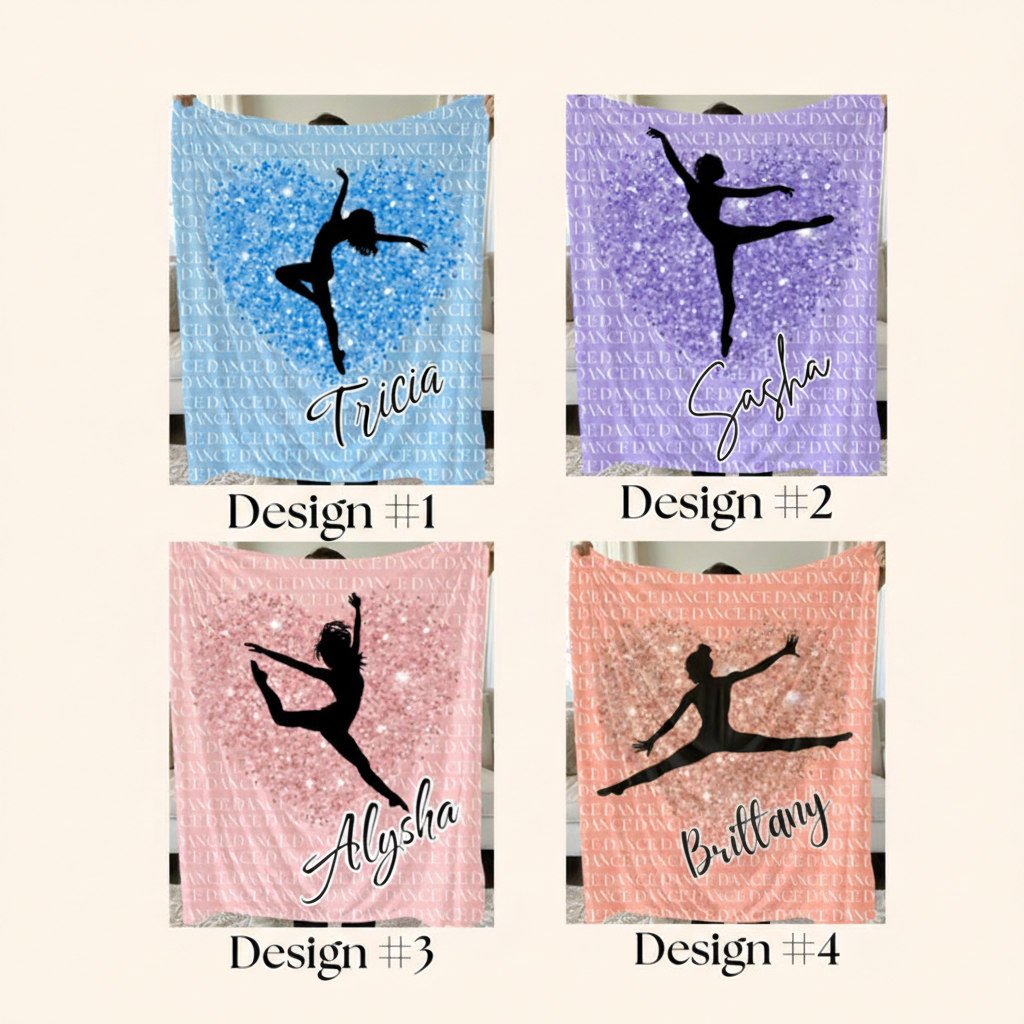 Personalized Ballet Enthusiasts Gliiter Style Blanket Flannel Blanket Ballet Lover Blanket with Name for Dance Lovers Dancer