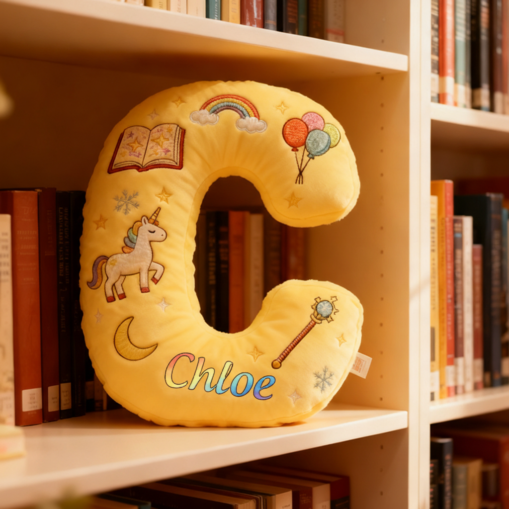 Personalized Cute Letter Pillow with Rainbow Balloons Magic Wand Magic Book for a Colorful Design Graphic 3D Print Pillow Christmas Gift