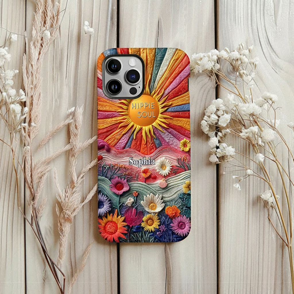 Personalized Hippie Full Print Phone Case Hippie Lover Gifts Colorful Hippie Phone Case Bohemian Phone Case
