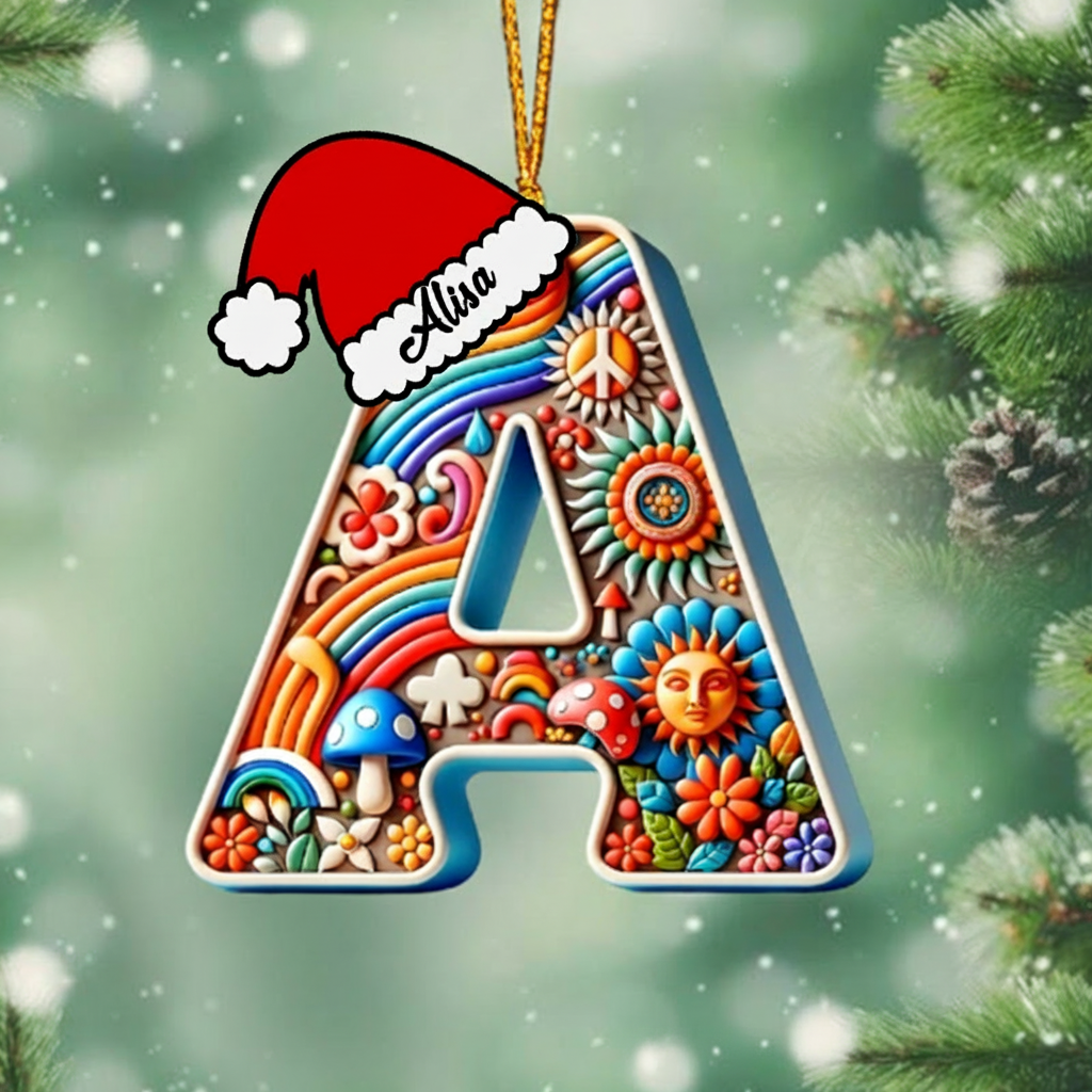 Personalized Beautiful Hippie Letter Ornament Custom Hippie Ornament