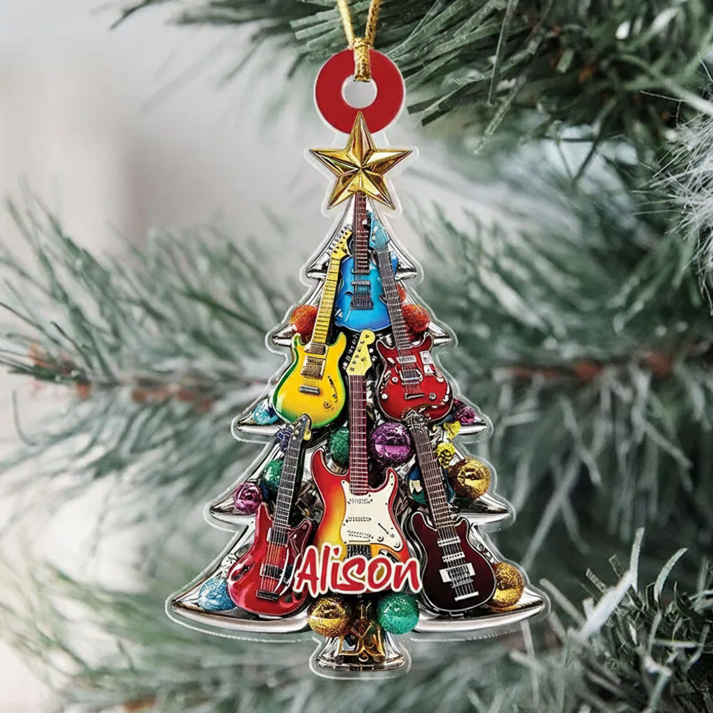 Personalized Electric Guitar Christmas Ornament Electric Guitarist Guitar Lover Gifts Guitar Ornament