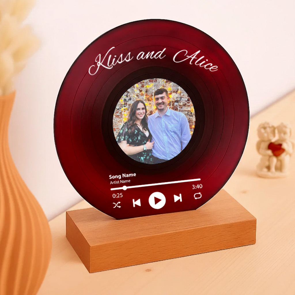 Personalized Vinyl Record with Photo and Acrylic Song Plaque and Anniversary Gift for Friends and Birthday Gift for Her Him and Christmas Gifts