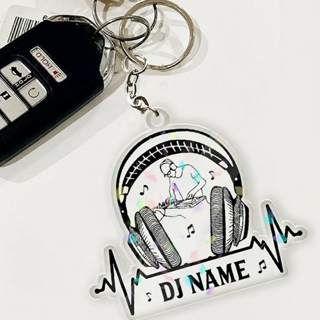 Personalized DJ Car Ornament Custom Acrylic DJ Rearview Mirror Decor Headphones Turntable Music Gift Custom DJ Gift