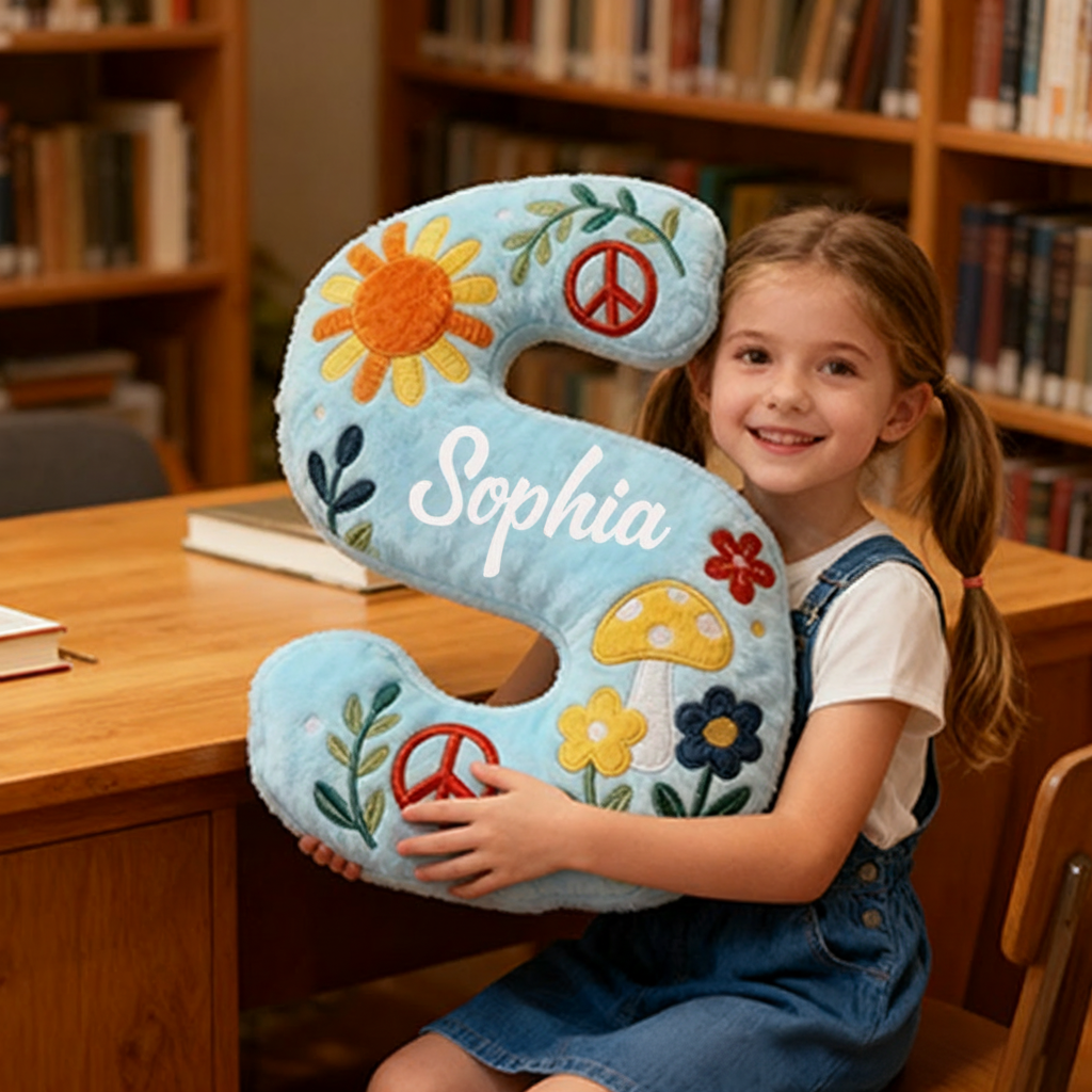 Personalized Colorful 26 Letters Cute Graphic 3D Print Christmas Gift Pillow Beautiful Hippie Letter Custom Hippie Pillow for Kids