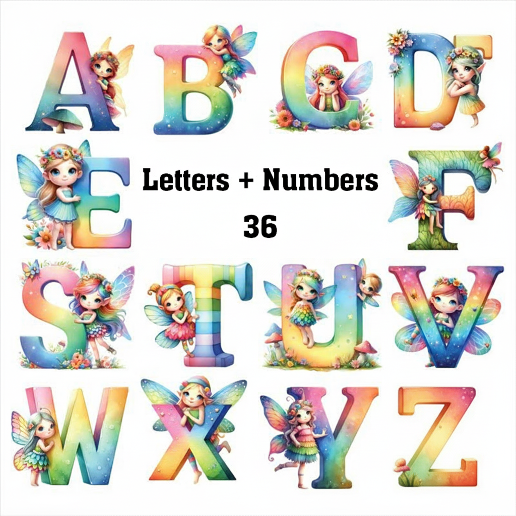 Personalized Letter Christmas Gift Pillow with Gradient Sparkling Fairy Colorful Wings and  Magical Style Graphic 3D Print Pillow for Kids