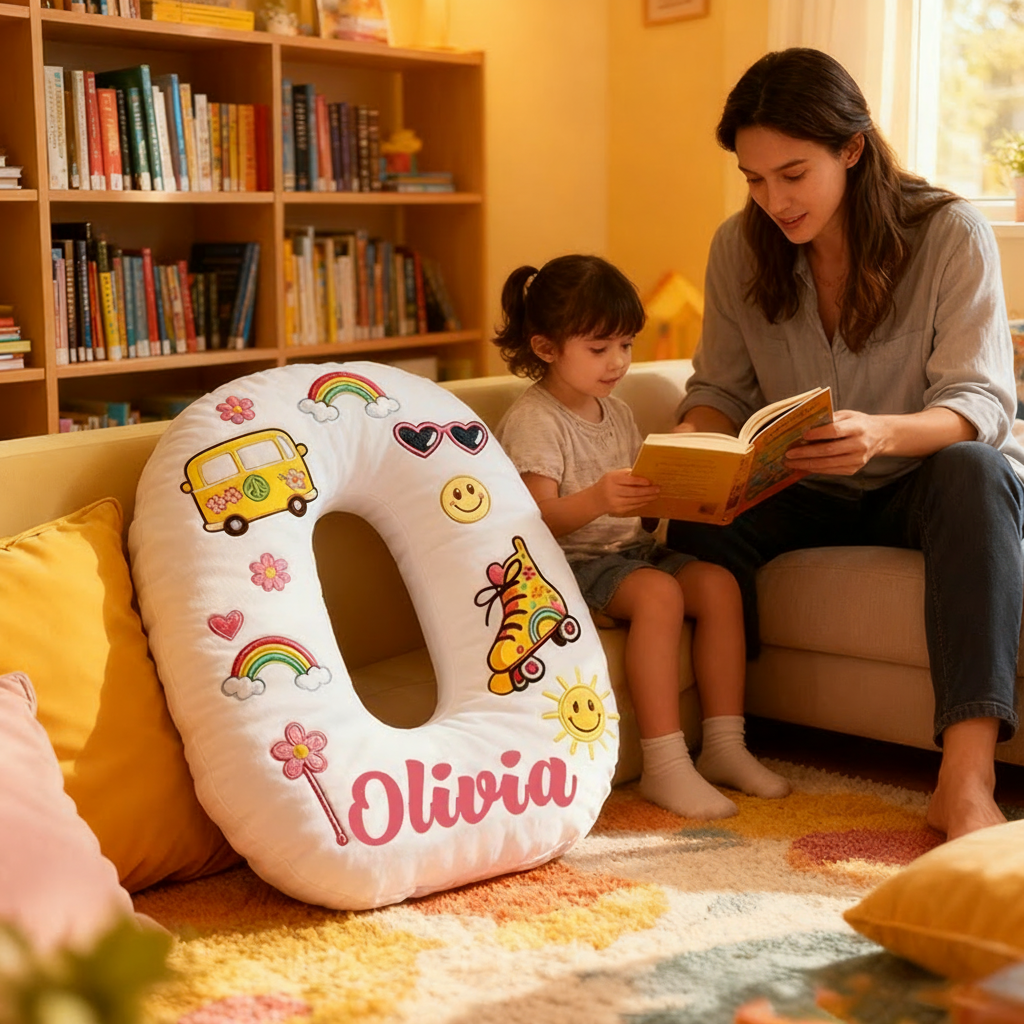 Personalized Colorful 26 Letters Cute Graphic 3D Print Pillow Beautiful Hippie Letter Custom Hippie Pillow
