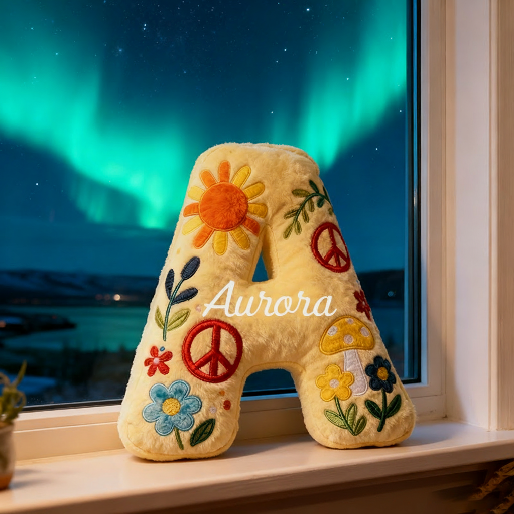 Personalized Colorful 26 Letters Cute Graphic 3D Print Pillow Beautiful Hippie Letter Custom Hippie Pillow for Kids