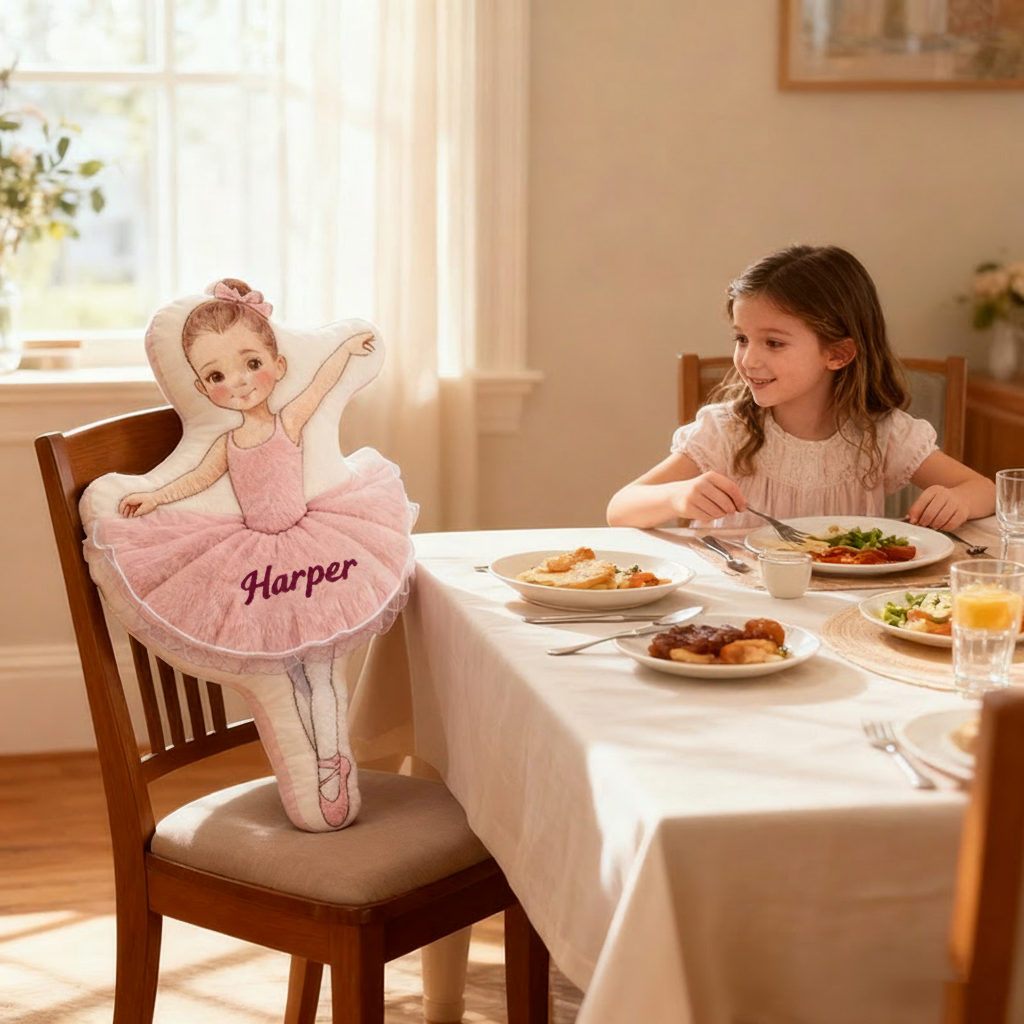 Personalized Ballet Girls Pillow with Your Name Soft Stuffed Toy for Kids Unique Decorative Cushion for Girls' Room