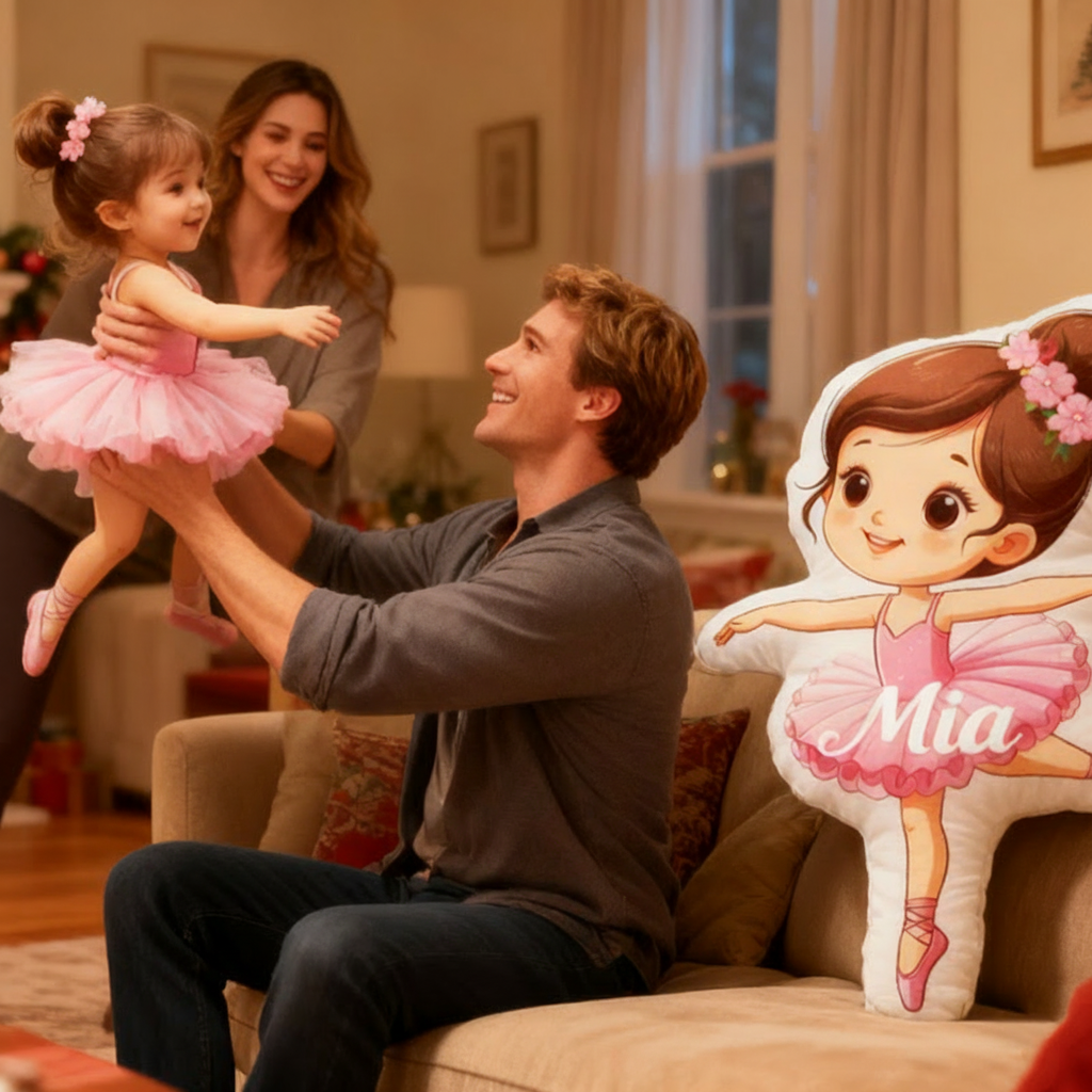 Personalized Ballet Girl Pillow with Your Name Soft Stuffed Toy for Kids Unique Decorative Cushion for Girls' Room and Dance Studio