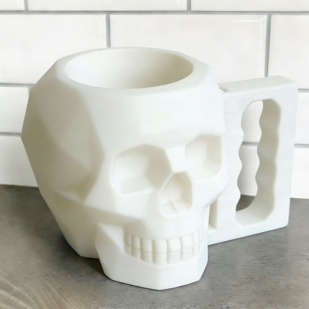 Personalized Low Poly Style Skull Gamer Ice Cream Pint Holder with Spoon Slots Eco-Friendly 3D Print for Game Lovers