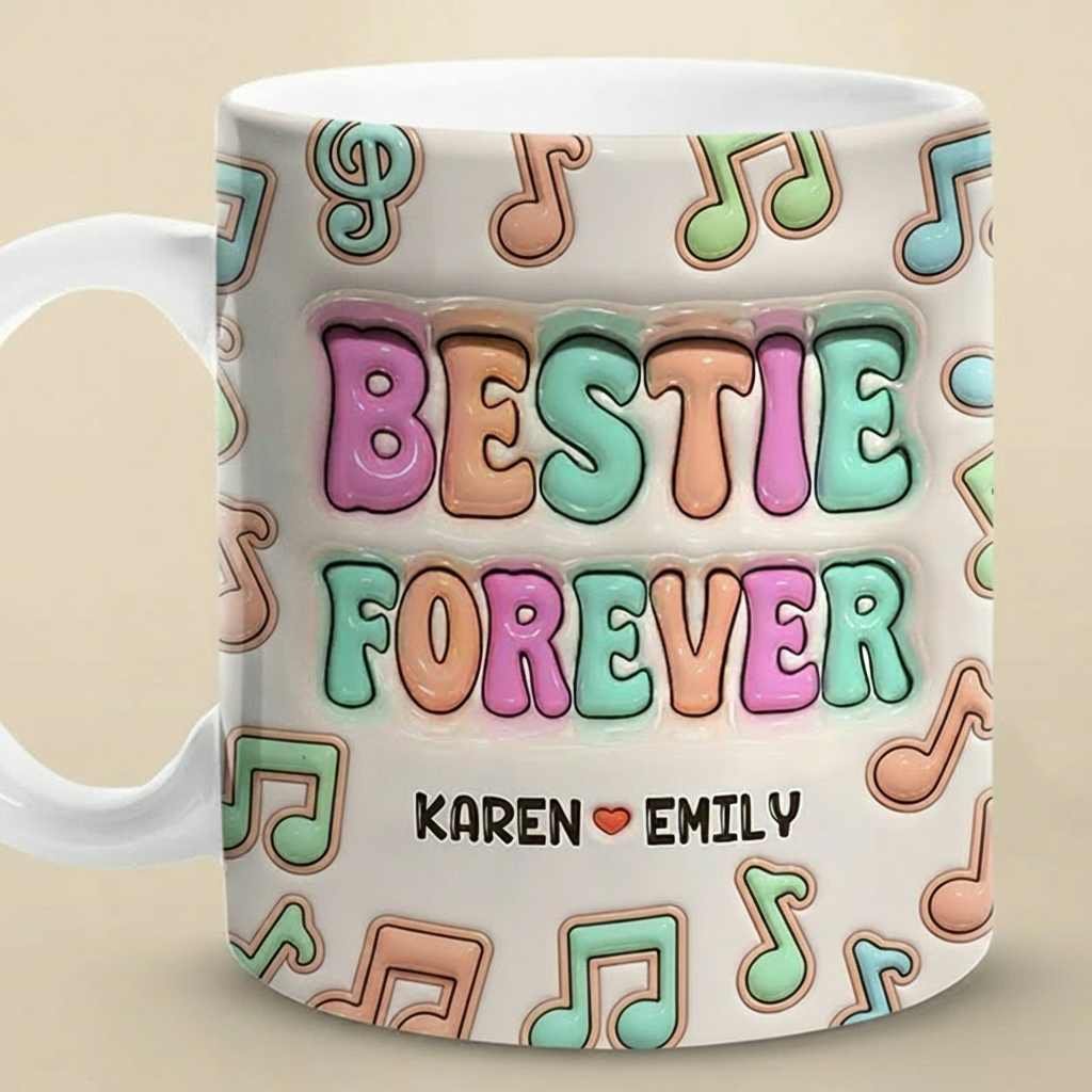 Personalized Mugs for Besties and Sisters Customizable Icons and Names Perfect Gift for Closest Friends Besties Sisters Music Lovers for Birthday Holiday
