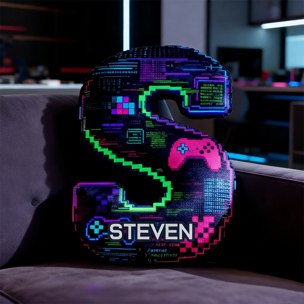 Personalized Graphic 3D Print Glitch Art Style Gamer Shaped Pillow for Game Lovers Plush Pillow Christmas Gift for Kids