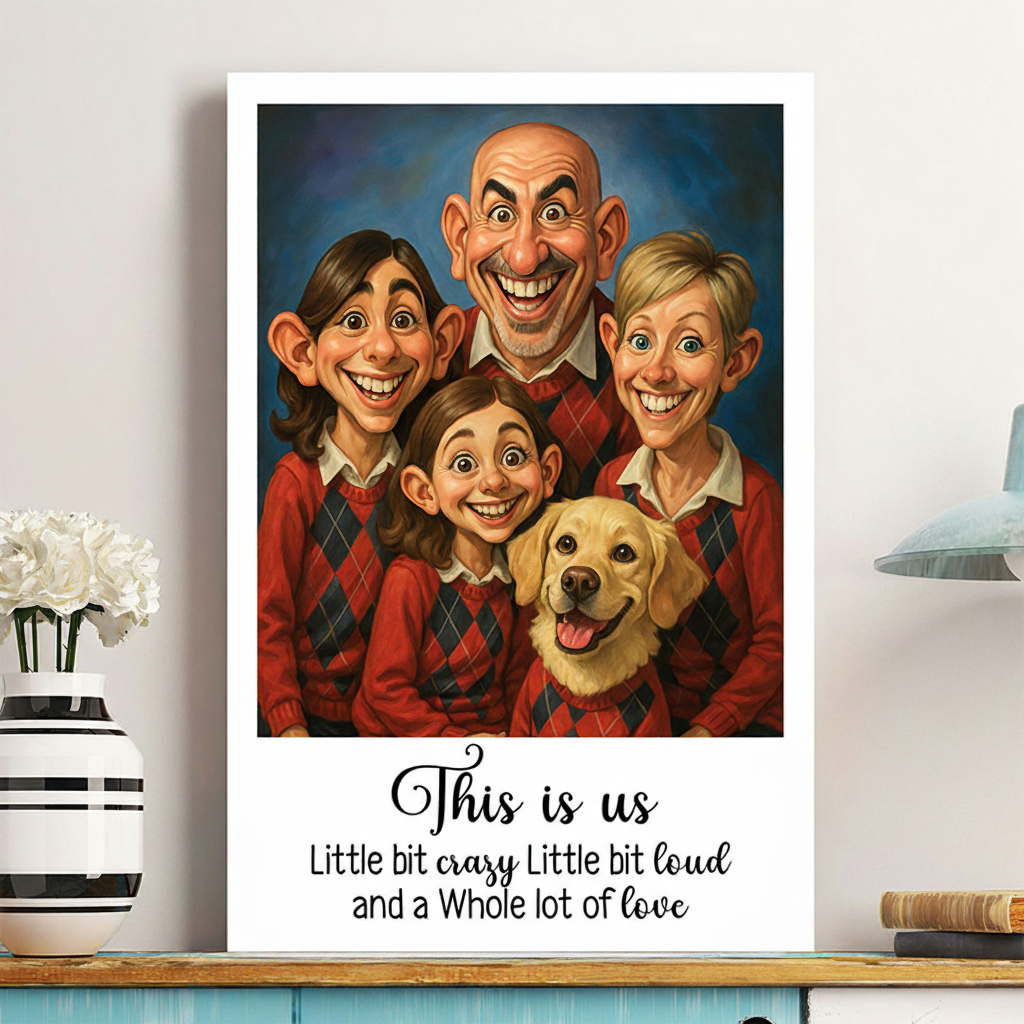 Personalized Caricature Wall Art For Family Siblings Sisters Poster Without Frame Custom Cartoon Art Lover Gift Custom Portrait