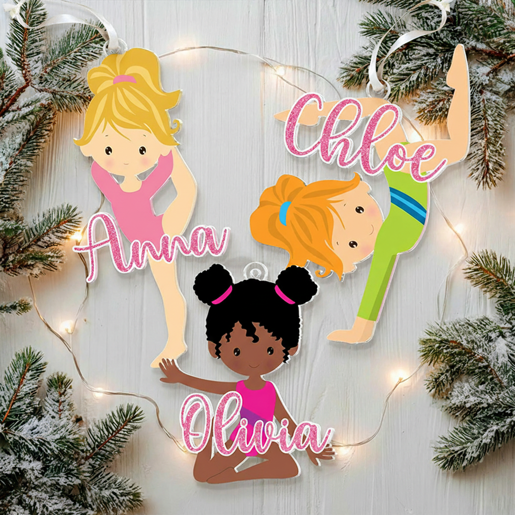 Personalized Cute Cartoon Gymnastic Girl Christmas Acrylic Ornament Dance Lovers Christmas Gift Dancer Xmas Gift Christmas Decor