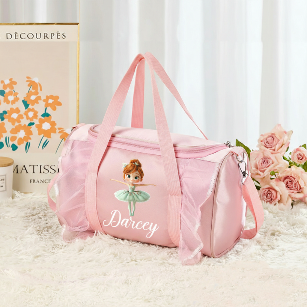 Personalized Classic Cartoon Ballerina Dance Bag for Girls Duffle Bag Pink Ballet Dance Bag Gymnastic Cheer Girl Christmas Gift Back To School Gift