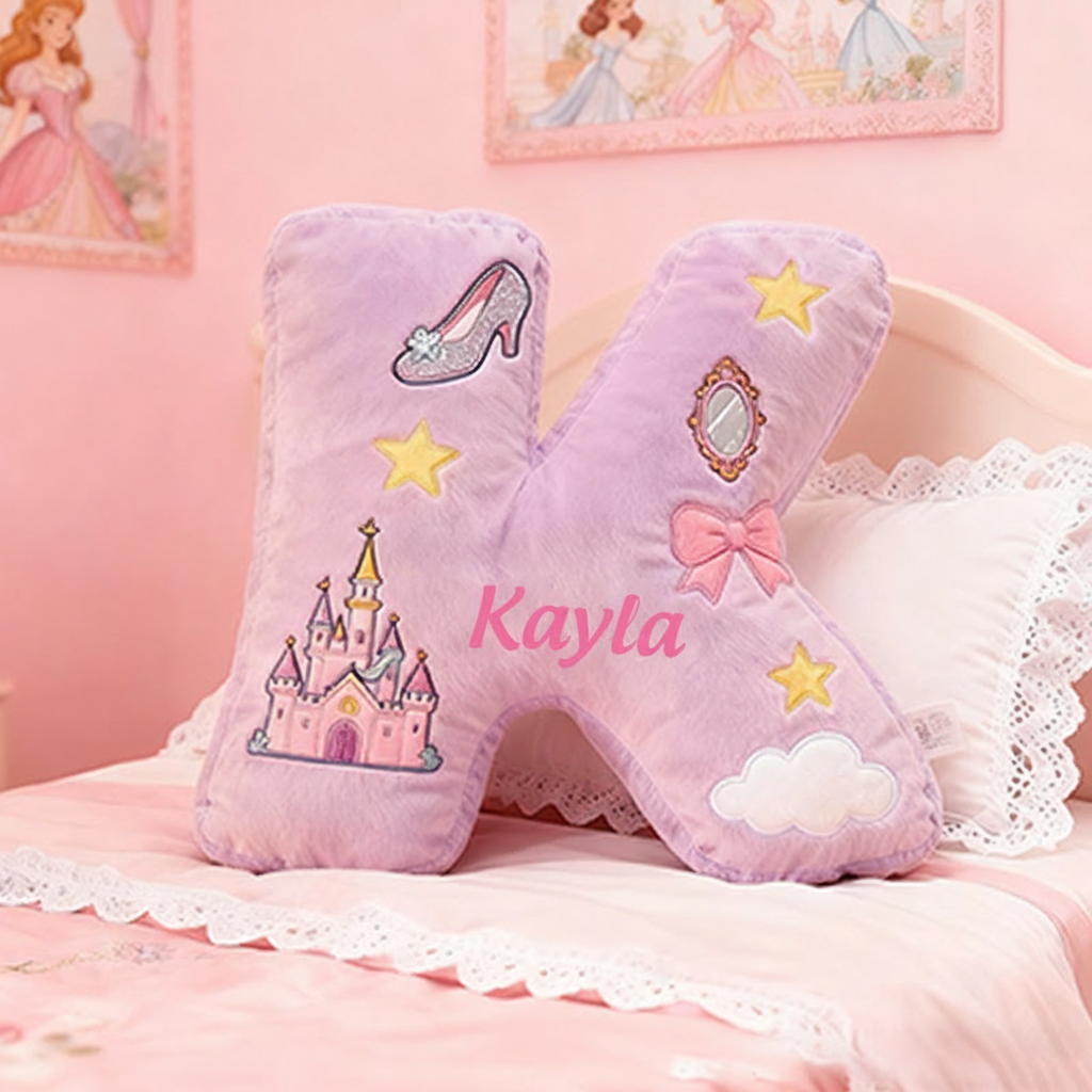Personalized Colorful 26 Letters Cute Graphic 3D Print Pillow Cute Magic Beautiful Letter Custom Pillow Gift Christmas Gift for Kids