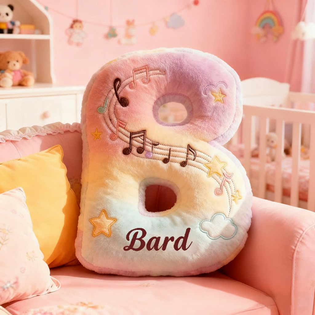 Personalized Graphic 3D Print Rainbow Notes Music Pillow with Your Own Name Soft Stuffed Toy for Kids Music Lovers Unique Decorative Cushion for Girls' Room and Music Room