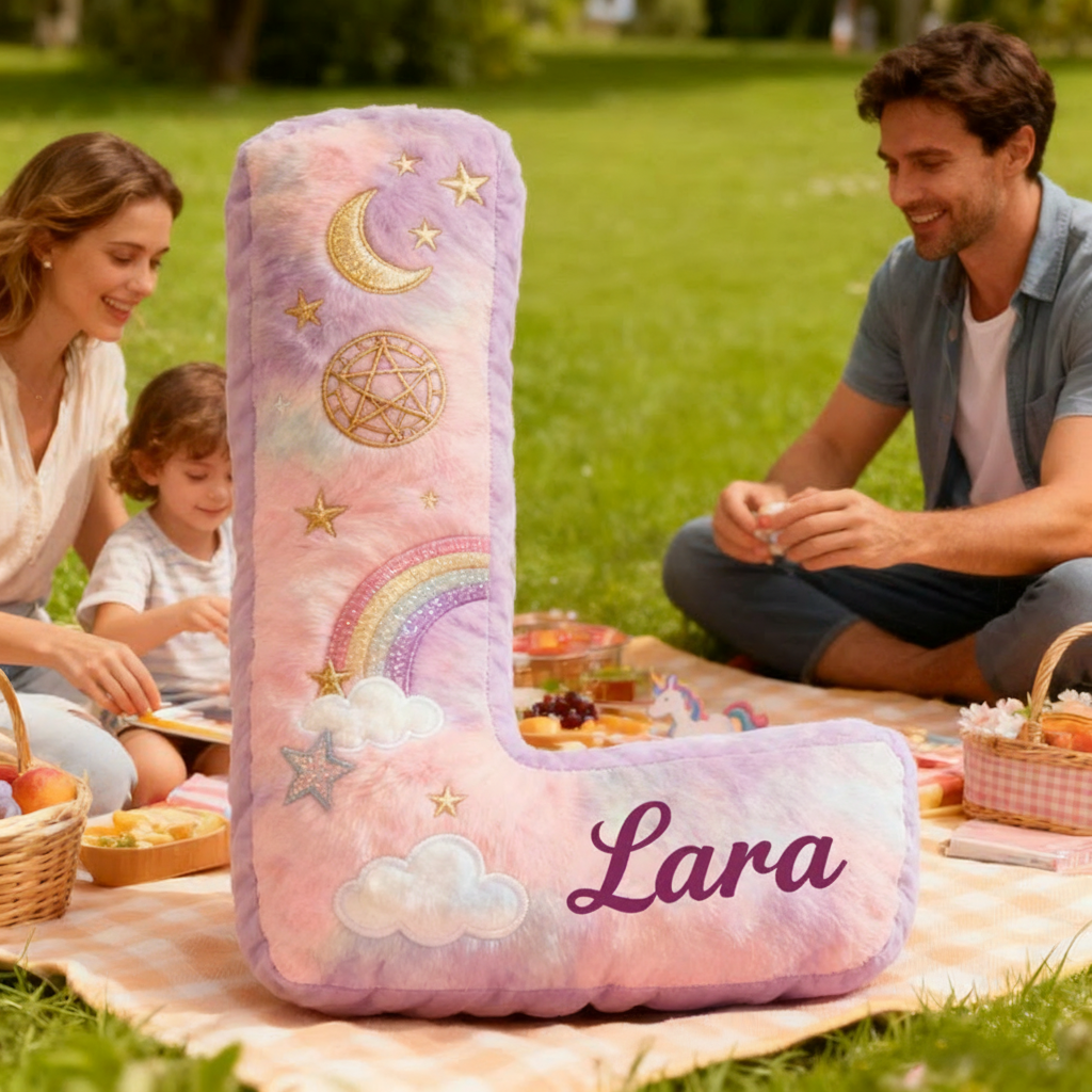 Personalized Graphic 3D Print Magic Rainbow Letter Pillow with Your Name Soft Stuffed Toy for Kids Unique Decorative Cushion for Girls' Room