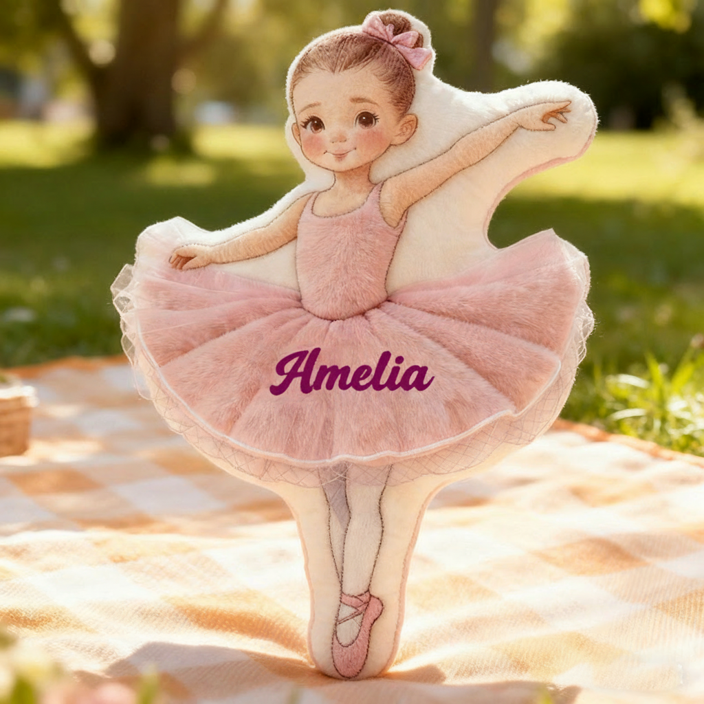 Personalized Ballet Girls Pillow with Your Name Soft Stuffed Toy for Kids Unique Decorative Cushion for Girls' Room